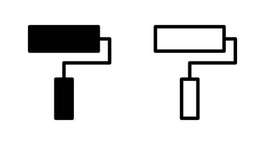 Uygulamalar ve web siteleri için resim simgesi. Boya fırçası işareti ve sembol. boyama silindiri vektörü