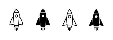 Roket ikon vektörü. Başlangıç işareti ve sembol. roket fırlatma simgesi