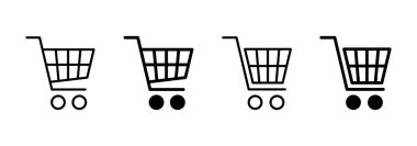 Alışveriş ikonu vektörü. Alışveriş arabası işareti ve sembol. Trolley simgesi