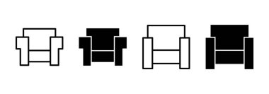 Koltuk simgesi vektörü. Kanepe işareti ve sembol. mobilya simgesi