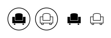 Koltuk simgesi logosu tasarımı. Kanepe işareti ve sembol. mobilya simgesi