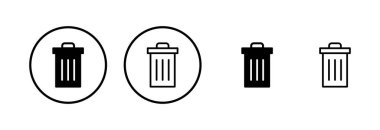 Çöp simgesi logosu tasarımı. Çöp kutusu simgesi. İşareti ve sembolü sil.