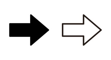 Uygulamalar ve web siteleri için ok simgesi. Web tasarımı için ok işareti ve sembol.