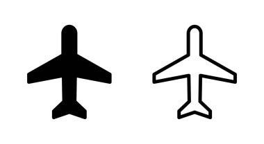 Uygulamalar ve web siteleri için uçak simgesi. Uçak işareti ve sembol. Uçuş taşıma sembolü. Seyahat işareti. uçak.