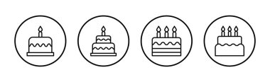 Kek simgesi vektörü. Pasta işareti ve sembol. Doğum günü pastası simgesi