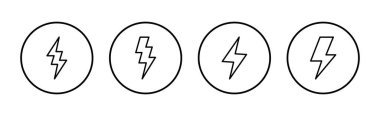 Şimşek simgesi vektörü. Elektrik işareti ve sembol. Güç simgesi. enerji işareti