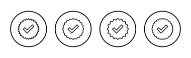 Doğrulanmış simge vektörü. Doğrulama işareti. onaylanmış işaret ve sembol