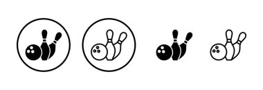 Bowling ikonu logosu tasarımı. Bowling topu, iğne işareti ve sembol.