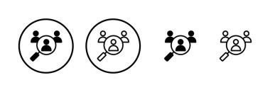 Simge logosu tasarımı işe alınıyor. Arama işi boşluk işareti ve sembol. İnsan kaynakları konsepti. İşe alım.