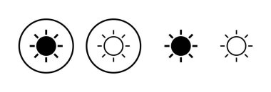 Güneş simgesi logosu tasarımı. Parlaklık işareti ve sembol
