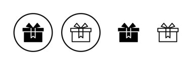 Hediye simgesi logosu tasarımı. Hediye işareti ve sembol. doğum günü hediyesi