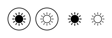 Güneş simgesi logosu tasarımı. Parlaklık işareti ve sembol
