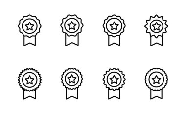 Rozet simgesi vektörü. Ödül ikon vektörü. İşaret ve sembollere ulaşın. Damga