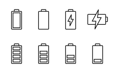 Batarya ikon vektörü. Şarj işareti. pil şarj seviyesi