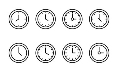 Saat simgesi vektörü. Zaman işareti ve sembol. saat simgesi