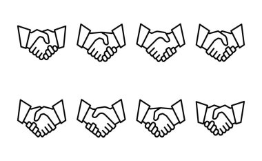 Tokalaşma ikonu vektörü. İş tokalaşma işareti ve sembol. iletişim anlaşması