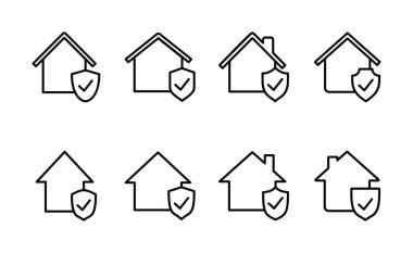 Ev sigortası ikonu vektörü. ev koruma işareti ve sembol