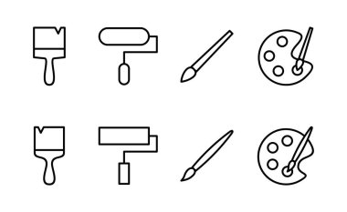 Simge vektörünü boya. Boya fırçası işareti ve sembol. boyama silindiri vektörü