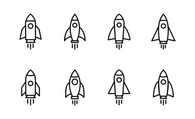 Roket ikon vektörü. Başlangıç işareti ve sembol. roket fırlatma simgesi
