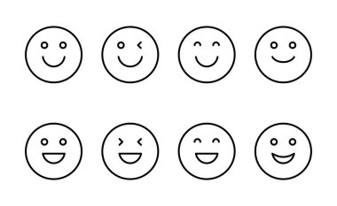 Gülümse ikon vektörü. Gülümseme simgesi. Geribildirim işareti ve sembol