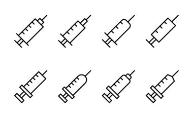 Şırınga ikon vektörü. Enjeksiyon işareti ve sembol. Aşı simgesi