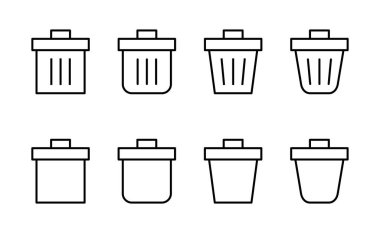 Çöp simgesi vektörü. Çöp kutusu simgesi. İşareti ve sembolü sil.
