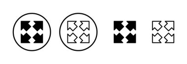 Tam ekran simge logosu tasarımı. Tam ekran işareti ve simgeye genişlet. Oklar sembolü