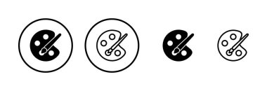 Boya simgesi logosu tasarımı. Boya fırçası işareti ve sembol. boyama silindiri vektörü