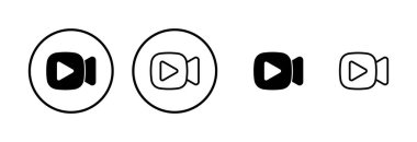 Video simgesi logosu tasarımı. Video kamera işareti ve sembol. Film tabelası. Sinema