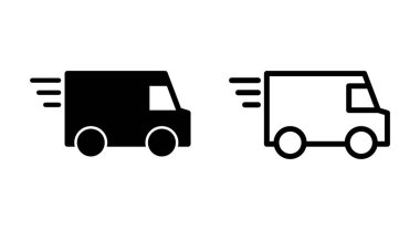 Uygulamalar ve web siteleri için teslimat kamyonu simgesi. Teslimat kamyonu işareti ve sembol. Hızlı dağıtım simgesi gönderiliyor