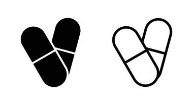 Uygulamalar ve web siteleri için hap simgesi. Kapsül simgesi. Uyuşturucu işareti ve sembol