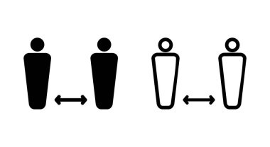 Uygulamalar ve web siteleri için sosyal uzaklık simgesi. Sosyal uzaklık işareti ve sembol. Kendini karantina işareti