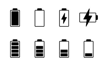 Batarya ikon vektörü. Şarj işareti. pil şarj seviyesi