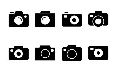 Kamera simgesi vektörü. Fotoğraf makinesi işareti ve sembol. fotoğrafçılık simgesi.