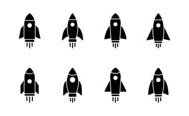 Roket ikon vektörü. Başlangıç işareti ve sembol. roket fırlatma simgesi