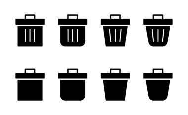 Çöp simgesi vektörü. Çöp kutusu simgesi. İşareti ve sembolü sil.