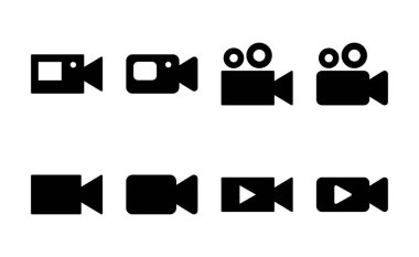 Video simgesi vektörü. Video kamera işareti ve sembol. Film tabelası. Sinema