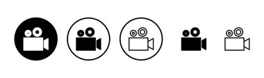 Video simgesi logosu tasarımı. Video kamera işareti ve sembol. Film tabelası. Sinema
