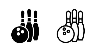 Uygulamalar ve web siteleri için bowling simgesi. Bowling topu, iğne işareti ve sembol.