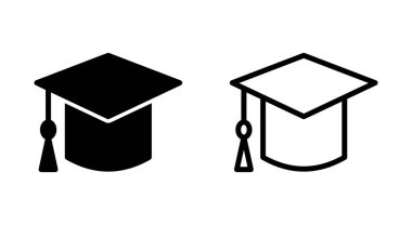 Uygulamalar ve web siteleri için eğitim simgesi. Mezuniyet şapkası işareti ve sembol. Mezun olmak. Öğrenci şapkası