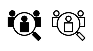 Uygulamalar ve web siteleri için simge sembolü işe alınıyor. Arama işi boşluk işareti ve sembol. İnsan kaynakları konsepti. İşe alım.