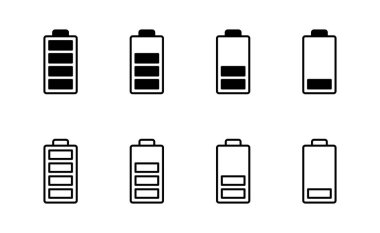 Batarya ikon vektörü. Şarj işareti. pil şarj seviyesi