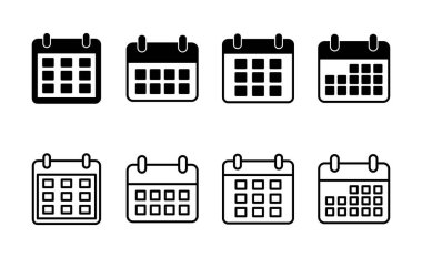 Takvim simgesi vektörü. Takvim işareti ve sembol. Simge simgesini ayarla