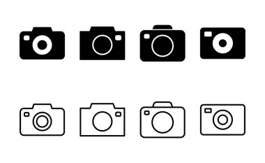 Kamera simgesi vektörü. Fotoğraf makinesi işareti ve sembol. fotoğrafçılık simgesi.
