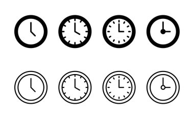Saat simgesi vektörü. Zaman işareti ve sembol. saat simgesi