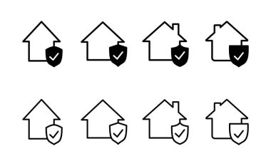 Ev sigortası ikonu vektörü. ev koruma işareti ve sembol