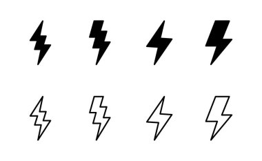 Şimşek simgesi vektörü. Elektrik işareti ve sembol. Güç simgesi. enerji işareti