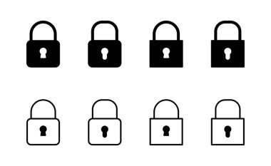 Simge vektörünü kilitle. Asma kilit işareti ve sembol. Şifreleme simgesi. Güvenlik sembolü