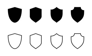 Kalkan simgesi vektörü. Koruma ikonu. Güvenlik işareti ve sembol