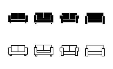 Koltuk simgesi vektörü. Kanepe işareti ve sembol. mobilya simgesi